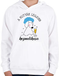 printfashion A kutyák legjobb kozmetikusa - Gyerek kapucnis pulóver - Fehér (7249164)