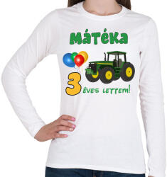 printfashion Traktoros szülinap - Női hosszú ujjú póló - Fehér (1028982)