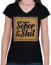 printfashion Sober - Női V-nyakú póló - Fekete (626991)