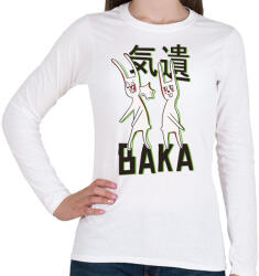 printfashion BAKA meme rabbits - Női hosszú ujjú póló - Fehér (4366944)