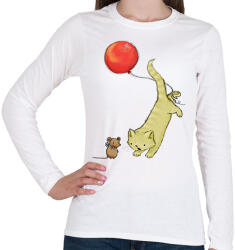 printfashion Macska és egér - Női hosszú ujjú póló - Fehér (12219634)