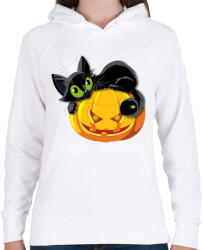 printfashion Halloween cica - Női kapucnis pulóver - Fehér (1021517)
