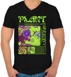 printfashion Plant - Streetwear - Férfi V-nyakú póló - Fekete (15497379)