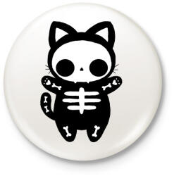 printfashion páros póló - csontváz cica - Kitűző, hűtőmágnes - Fehér (14690527)