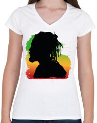 printfashion Rastafari - Női V-nyakú póló - Fehér (7662022)