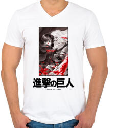 printfashion Singeki no kjodzsin - Férfi V-nyakú póló - Fehér (5387329)