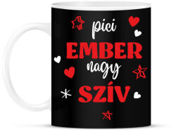 printfashion Pici ember, nagy szív - Bögre - Fekete (7278276)