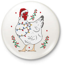 printfashion Karácsonyi csirke - Kitűző, hűtőmágnes - Fehér (5629315)