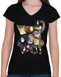 printfashion Orochimaru montázs - Női V-nyakú póló - Fekete (7208567)