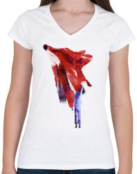 printfashion My only friend - Női V-nyakú póló - Fehér (229138)