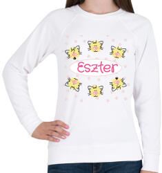 printfashion Cicás minta névvel - Női pulóver - Fehér (6240565)
