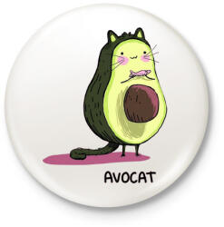 printfashion AvoCat - Kitűző, hűtőmágnes - Fehér (3081372)