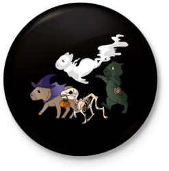 printfashion Halloween capybara - Kitűző, hűtőmágnes - Fekete (14426274)