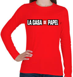 printfashion La casa de papel logo - Női hosszú ujjú póló - Piros (4297922)