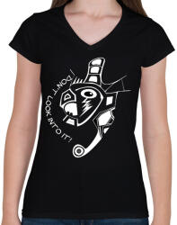 printfashion Nenézzbele! - Női V-nyakú póló - Fekete (2941172)