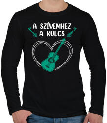 printfashion A szívemhez a kulcs - Gitár - Férfi hosszú ujjú póló - Fekete (7640172)