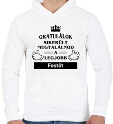 printfashion Gratulálok sikerült megtalálnod a legjobb festőt - Férfi kapucnis pulóver - Fehér (14585126)