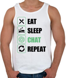 printfashion Eat, sleep, Chat, Repeat - Férfi atléta - Fehér (14581597)