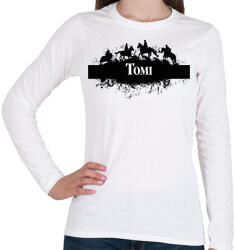 printfashion Lovas minta - Névvel - Női hosszú ujjú póló - Fehér (6323951)