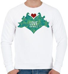 printfashion Állat szeretet - Férfi pulóver - Fehér (14496101)