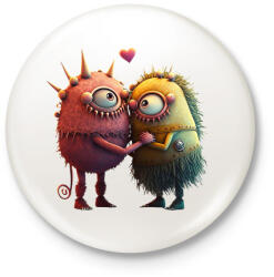 printfashion Vicces Szörnyecskés - cuki, csúnya, szerelmes minta - Kitűző, hűtőmágnes - Fehér (11869322)