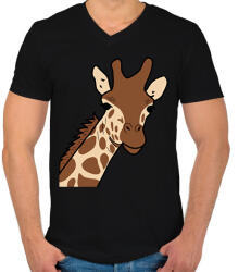 printfashion zsiráf - Férfi V-nyakú póló - Fekete (13620604)