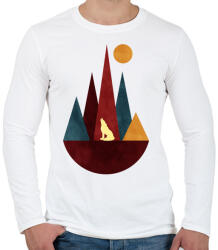 printfashion Farkas és hegyek 3 - Férfi hosszú ujjú póló - Fehér (5232677)