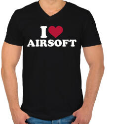 printfashion I love airsoft - Férfi V-nyakú póló - Fekete (2525281)