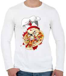 printfashion Pizza Koponya Szakács - Férfi hosszú ujjú póló - Fehér (1785805)