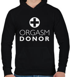 printfashion orgasm-donor-white - Férfi kapucnis pulóver - Fekete (879708)