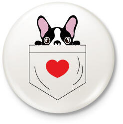 printfashion Boston Terrier zsebben - Kitűző, hűtőmágnes - Fehér (7098056)