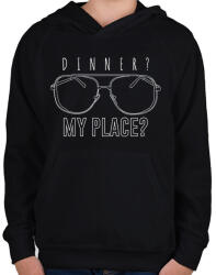 printfashion Vacsora? Nálam? - Dahmer - Gyerek kapucnis pulóver - Fekete (9334964)