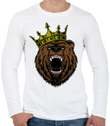 printfashion Medve king - Férfi hosszú ujjú póló - Fehér (2038384)