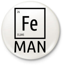 printfashion Periodic Ironman Fekete - Kitűző, hűtőmágnes - Fehér (4256561)