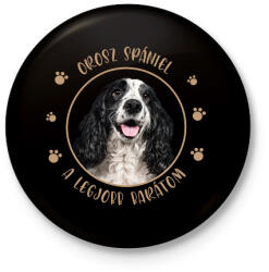 printfashion Orosz spániel - Legjobb barát - Kitűző, hűtőmágnes - Fekete (7177499)