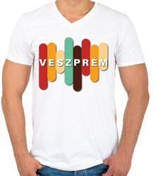 printfashion Veszprém - Színes - Férfi V-nyakú póló - Fehér (7138295)