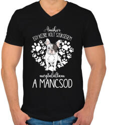 printfashion Megtaláltam a mancsod - Francia Bulldog - Férfi V-nyakú póló - Fekete (5450496)