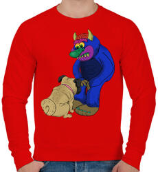 printfashion Kutyus az ördöggel - Férfi pulóver - Piros (2537315)