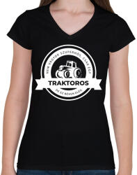 printfashion Szuperhős Traktoros - Női V-nyakú póló - Fekete (2166839)