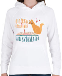 printfashion Cicákra & Könyvekre van szükségem - Női kapucnis pulóver - Fehér (7258672)