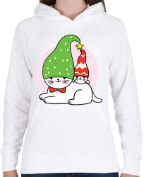 printfashion Karácsonyi cicák - Női kapucnis pulóver - Fehér (5567908)