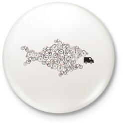 printfashion Bike - Kitűző, hűtőmágnes - Fehér (3075124)