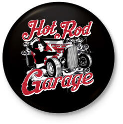 printfashion Amerikai Hot Rod Garázs - Kitűző, hűtőmágnes - Fekete (3094172)