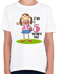 printfashion 5 years old" for girl - Gyerek póló - Fehér (13461757)