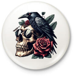 printfashion Koponya - Kitűző, hűtőmágnes - Fehér (15175336)