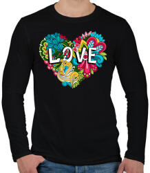 printfashion Szív virágokkal - Férfi hosszú ujjú póló - Fekete (6059743)