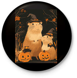 printfashion Halloween-i Capybara Család - Kitűző, hűtőmágnes - Fekete (16708969)