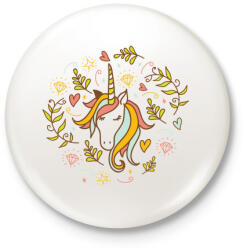 printfashion Unikornis - Kitűző, hűtőmágnes - Fehér (4062155)