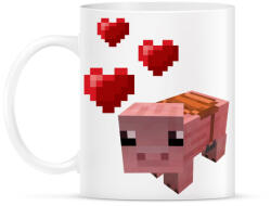 printfashion Minecraft pig love - Bögre - Fehér (4289053)