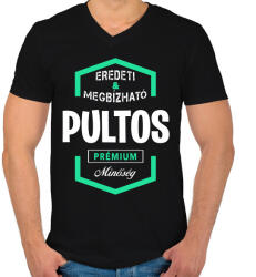 printfashion Pultos prémium minőség - Férfi V-nyakú póló - Fekete (1432787)
